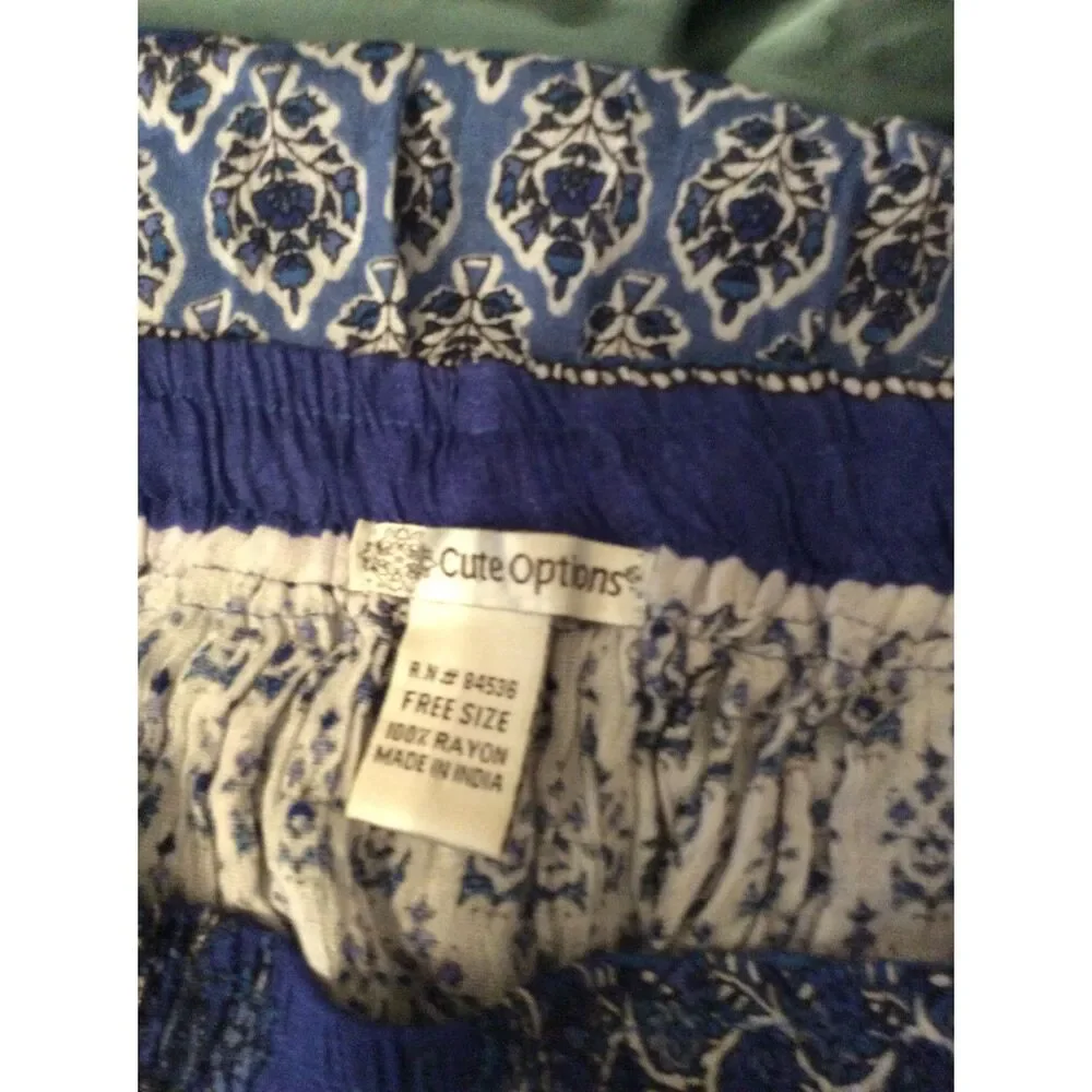 One Size OS blue Boho Gypsy Hippie Maxi Skirt Women's